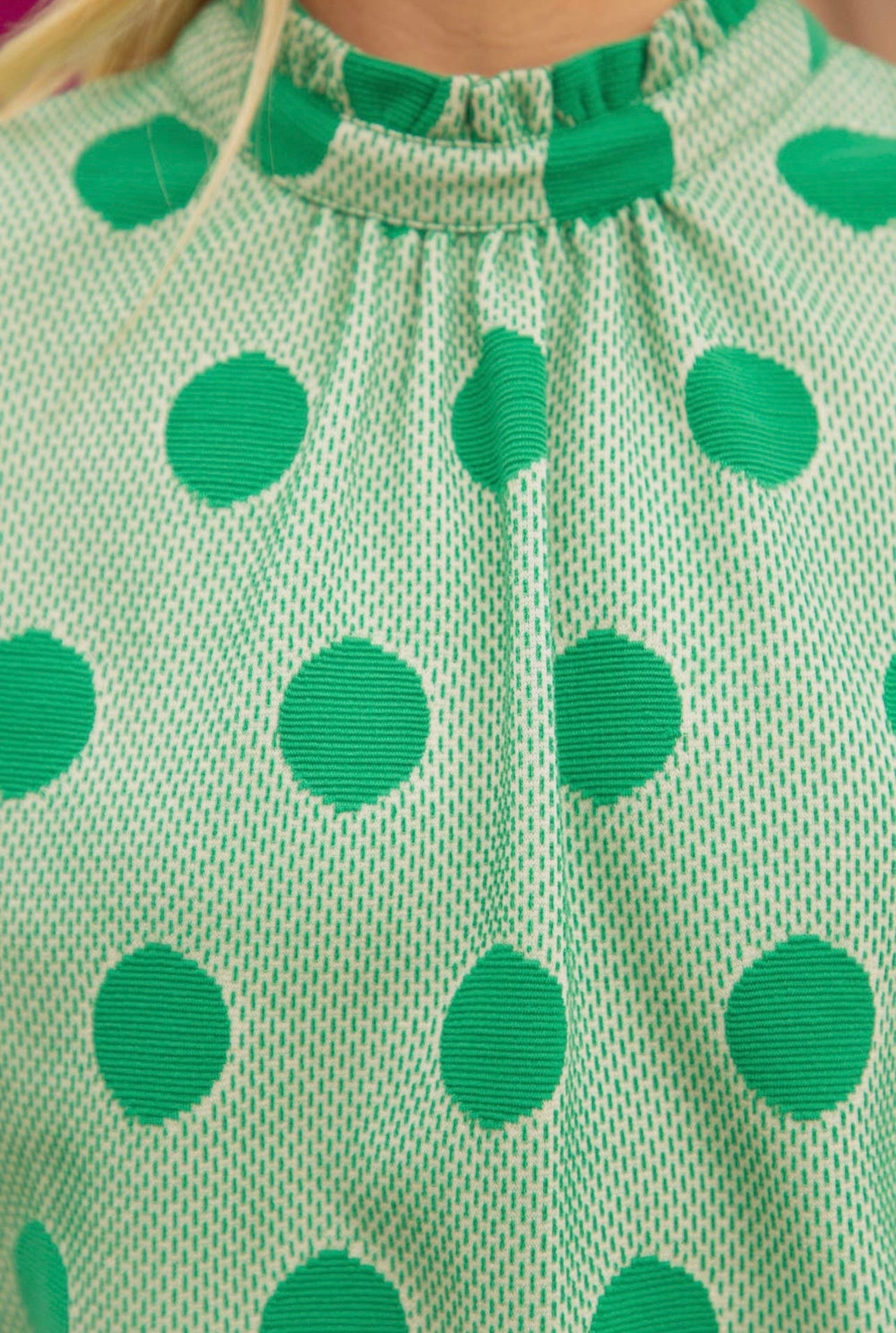 Green Dream Polka Dot Tie Back Knit Top
