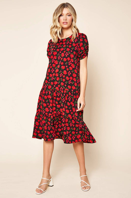 Mandi Floral Tiered Midi Dress