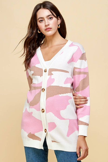 Enlighten Pink Camo Cardigan