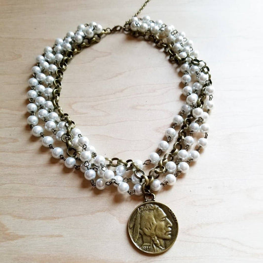 Pearl and Antique with Indian Coin Necklace