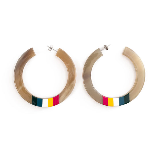 Rainbow Horn Hoop Earrings-Sunshine Tienda