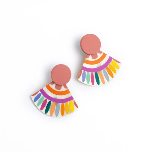 Rainbow Sunset Tile Earrings-Sunshine Tienda