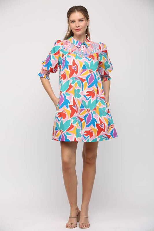 Torrance Abstract Floral Dress