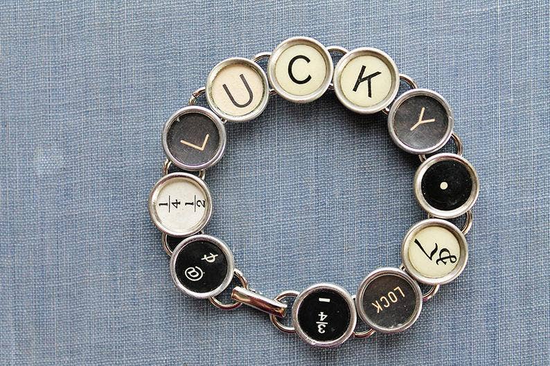 Lucky Typewriter Key Bracelet