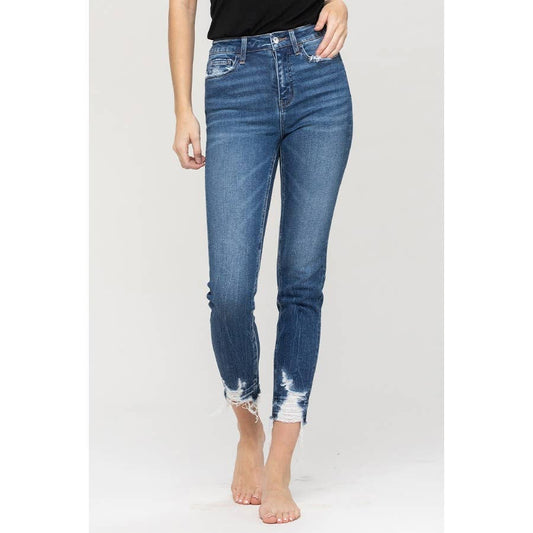 Runner High Rise Ankle Distressed Jeans