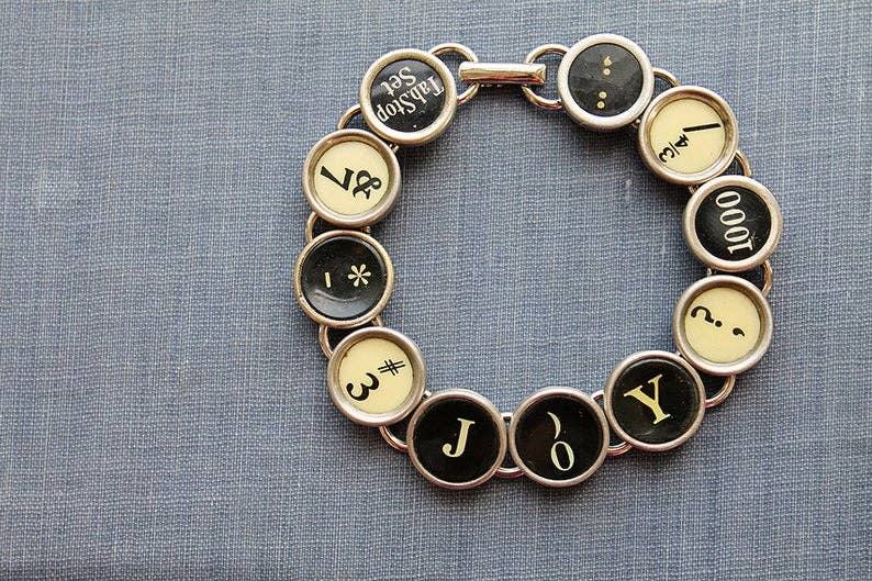 Joy Typewriter Key Bracelet