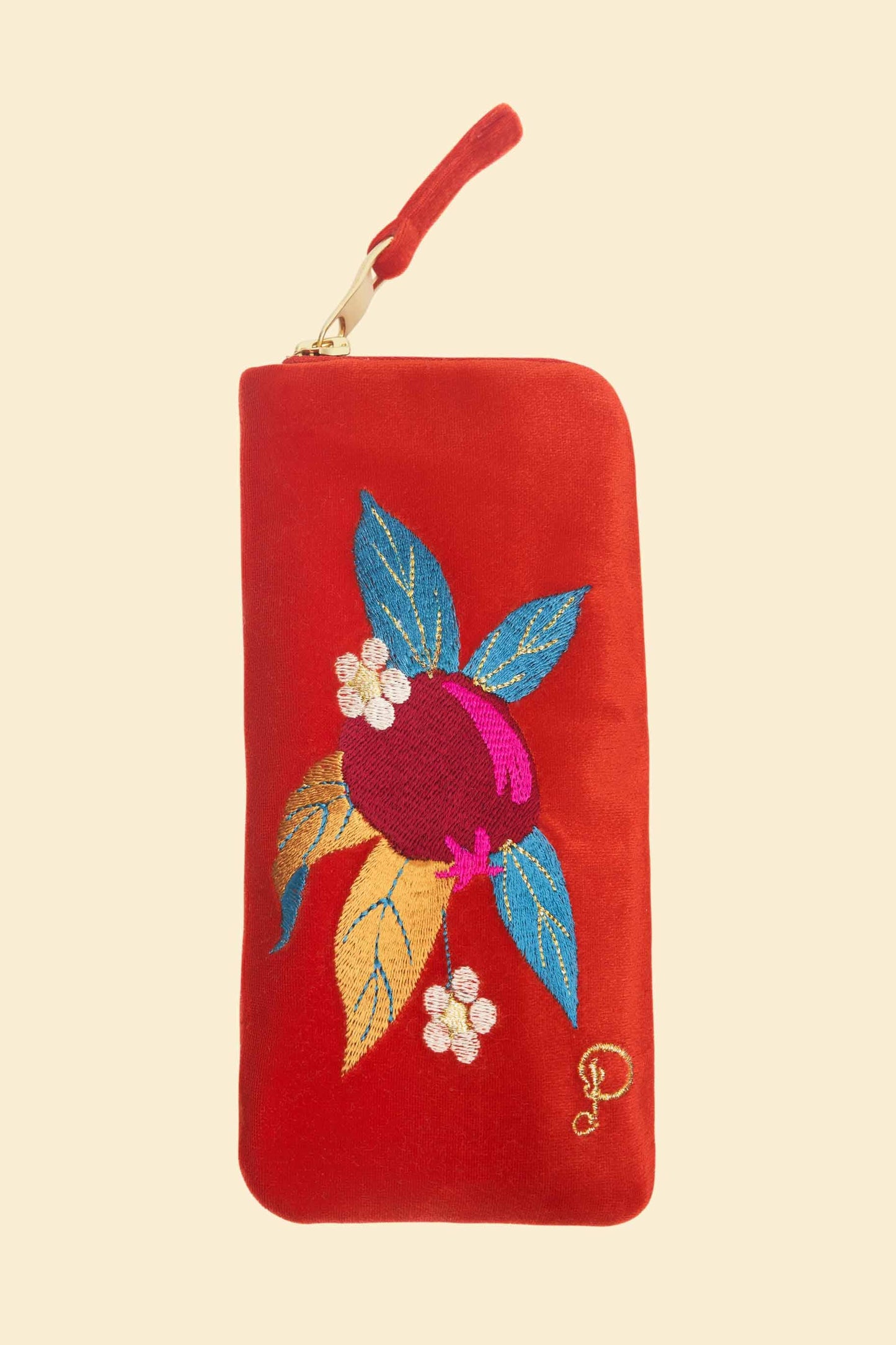 Powder Design inc - Velvet Glasses Pouch - Pomegranate in Tangerine