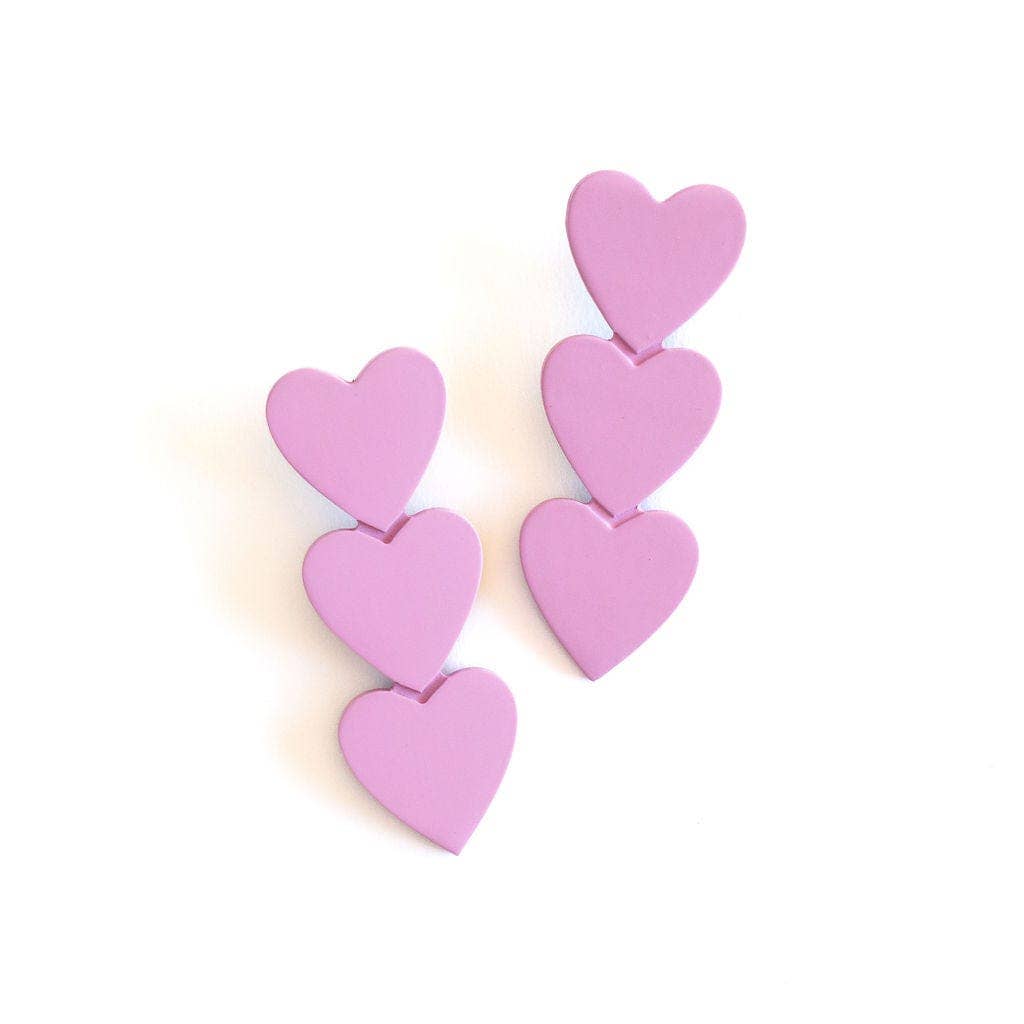 Matte Pink Heart Earrings-Sunshine Tienda