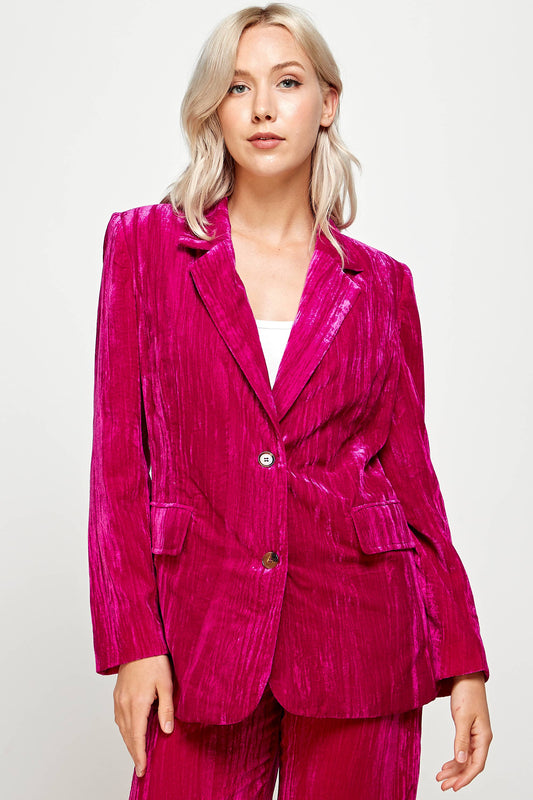 Magic Touch Crinkle Velvet Blazer