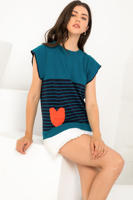 Heart on my Sleeve Sweater Top-THML