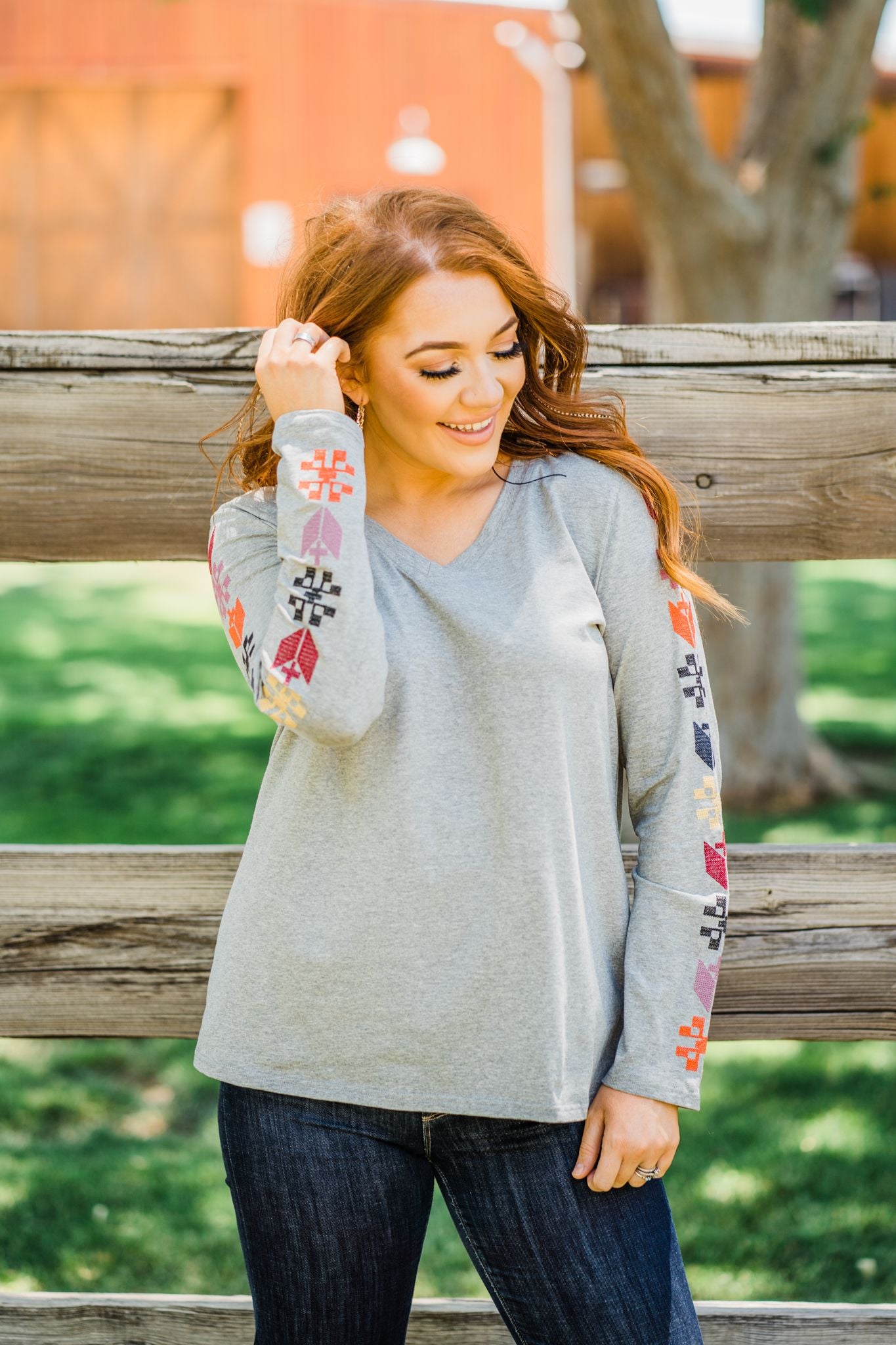 Jackie Embroidered Long Sleeve Top