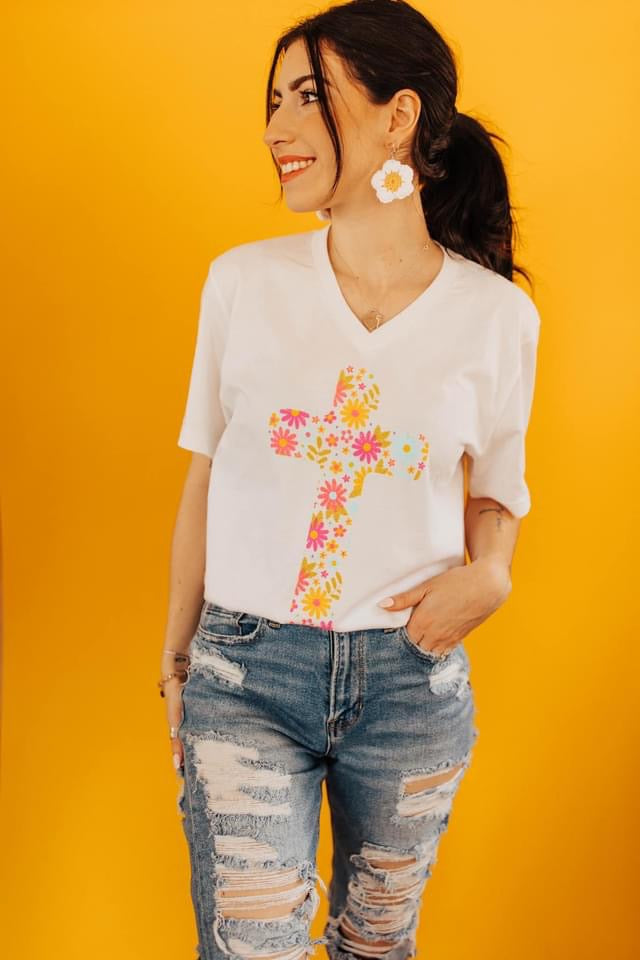 Flower Cross Graphic Tee