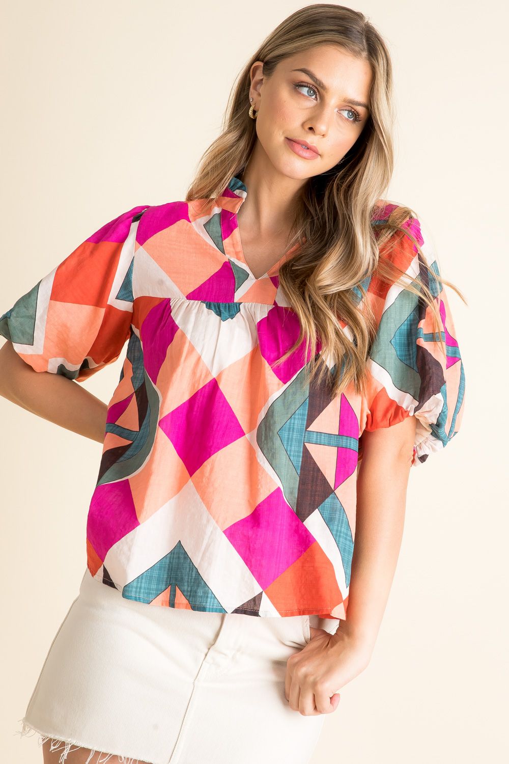Moment of Truth Bubble Sleeve Top-THML