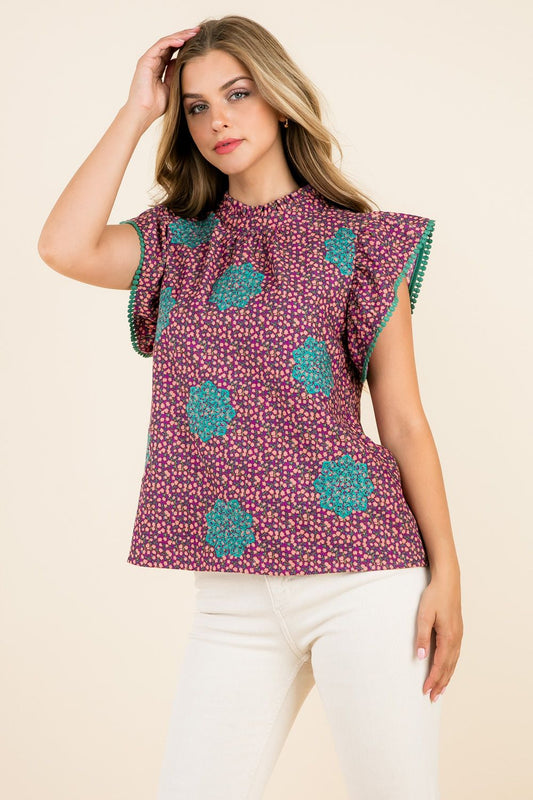 Twists & Turns Flutter Sleeve Top-THML