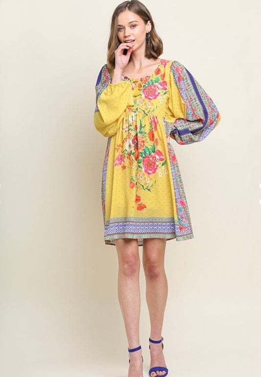 Sun Rays Scarf Print Dress