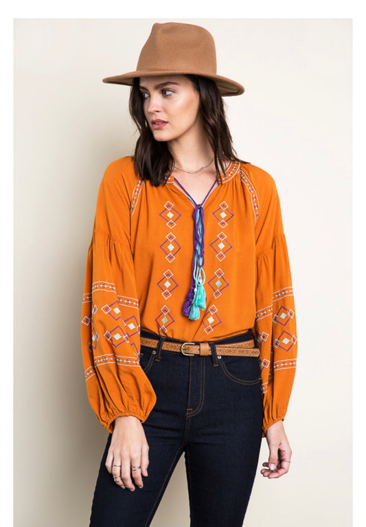 Sunny Southwestern Embroidered Tunic