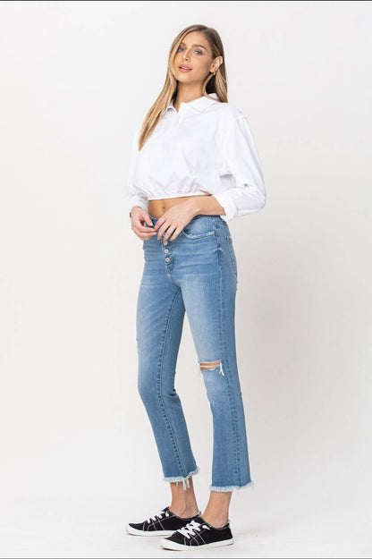 Tori Button Fly Kick Mini Flair Jeans