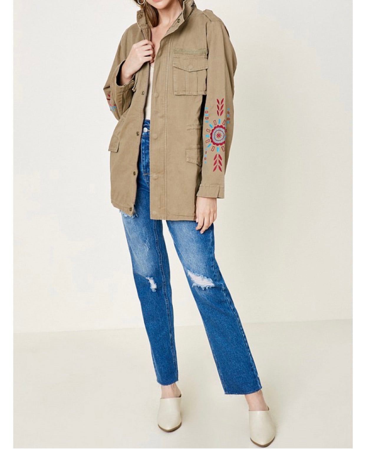 Sophie Embroidered Tribal Cargo Jacket
