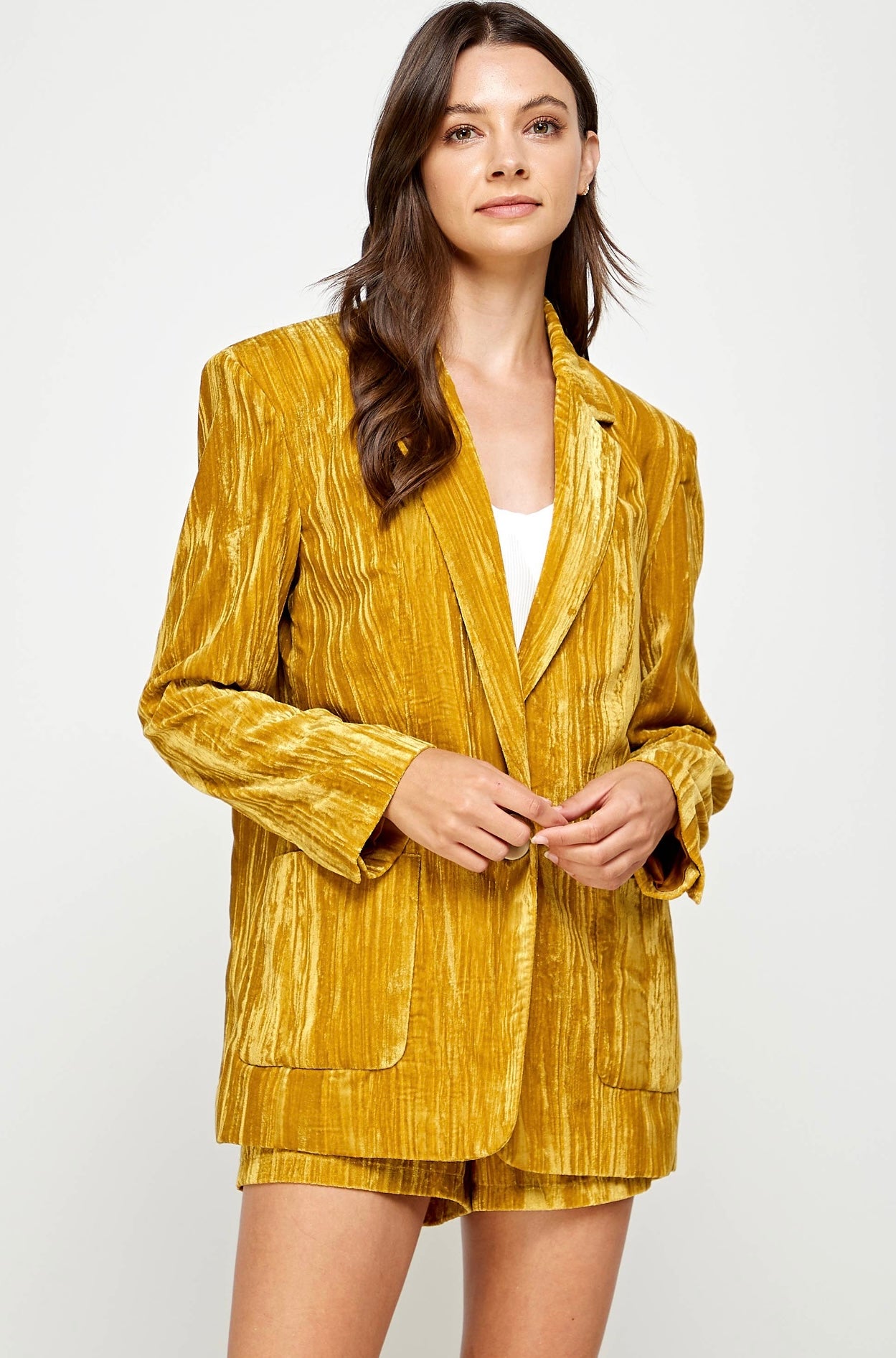 Gold velvet store blazer womens