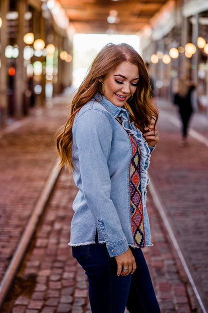 Clyde Embroidered Chambray Top