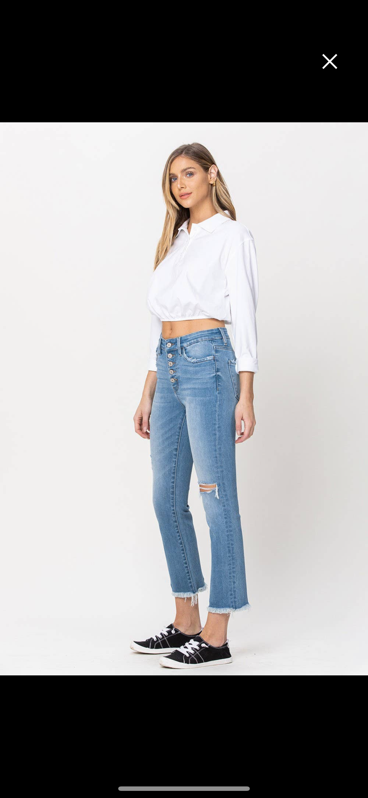 Tori Button Fly Kick Mini Flair Jeans