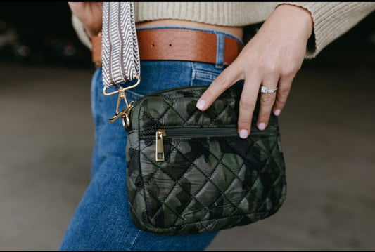 Charlie Camouflage Quilted Crossbody Bag