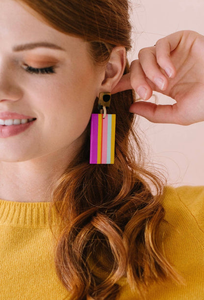 Magenta Rainbow Cabana Earrings-Sunshine Tienda