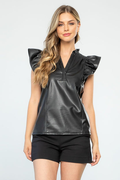 Hot Stuff Faux Leather Top-THML