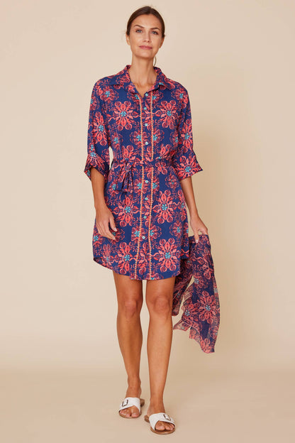 Carlotta Belted Embellished Shirt Dress (2 color combos)