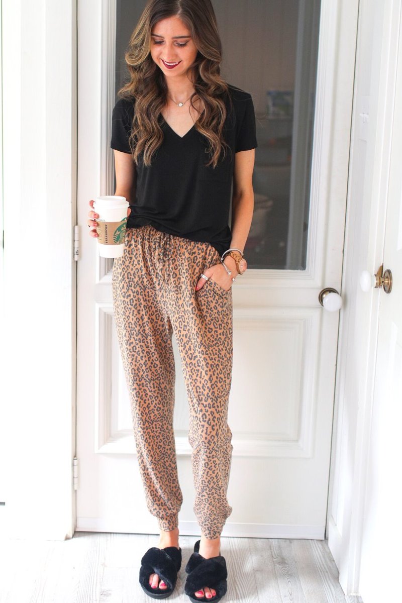 Let’s Stay Home Leopard Joggers