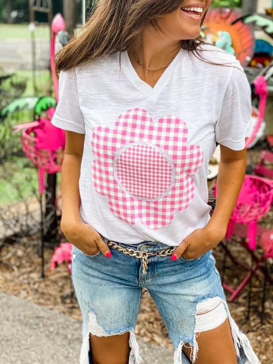 Girlie Gingham Graphic Tee